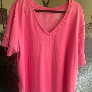 Pink V-Neck Women's Top